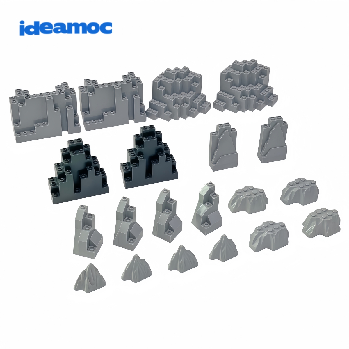 Kids Toys Brands - 20Pcs Grey Rock Mountain Building Blocks