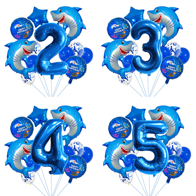 Water Balloon Set - 14PCS Shark Themed Number Balloon Set