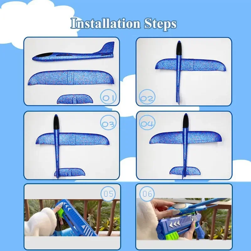 Kids 24/34cm Foam Plane Toy Gu - Catapult Launcher Toy ulasan dan harga