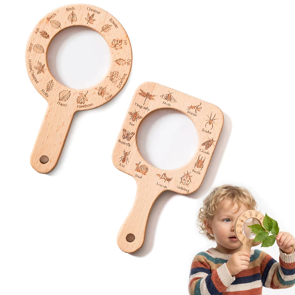 Wooden Magnifying Glass for Ki - Kids Toys Learning ulasan dan harga