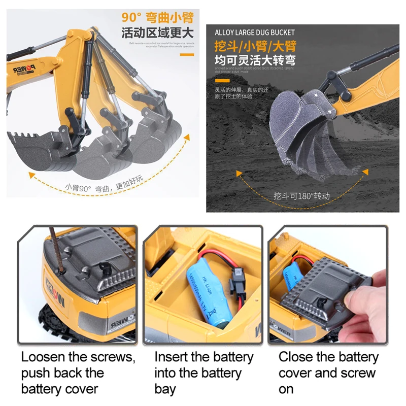 RC Excavator 2.4Ghz 6 Channel  - Kids Toys Channel ulasan dan harga